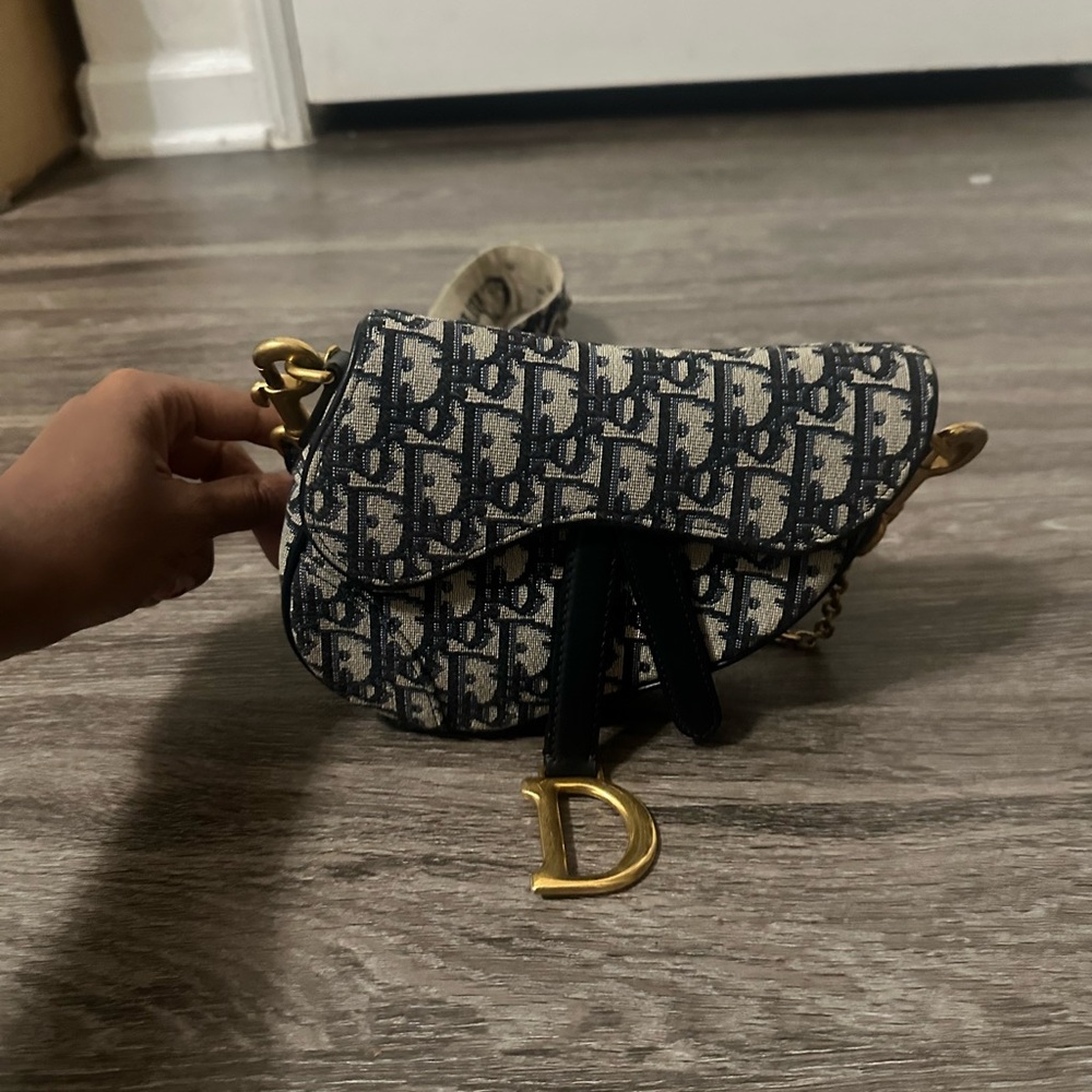 Dior Black and Cream Shoulder/Belt Bag with Iconic Design (SOLD)